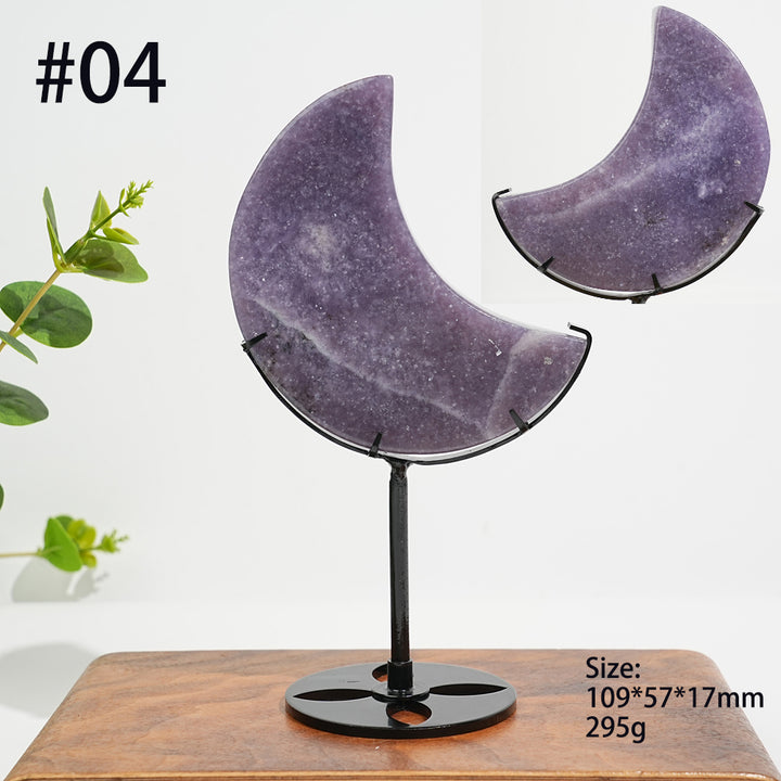 Unique,Natural Lepidolite Moon With Stand
