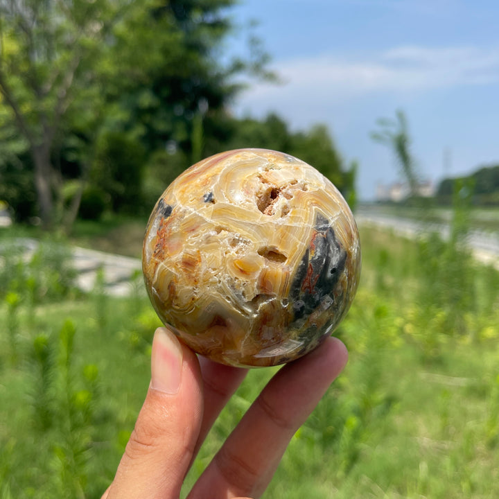 Unique, Natural Crystal Crazy Agate Sphere