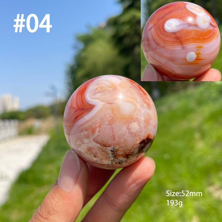Unique,A Slightly Imperfect Natural Crystal Pink Flower Agate Sphere