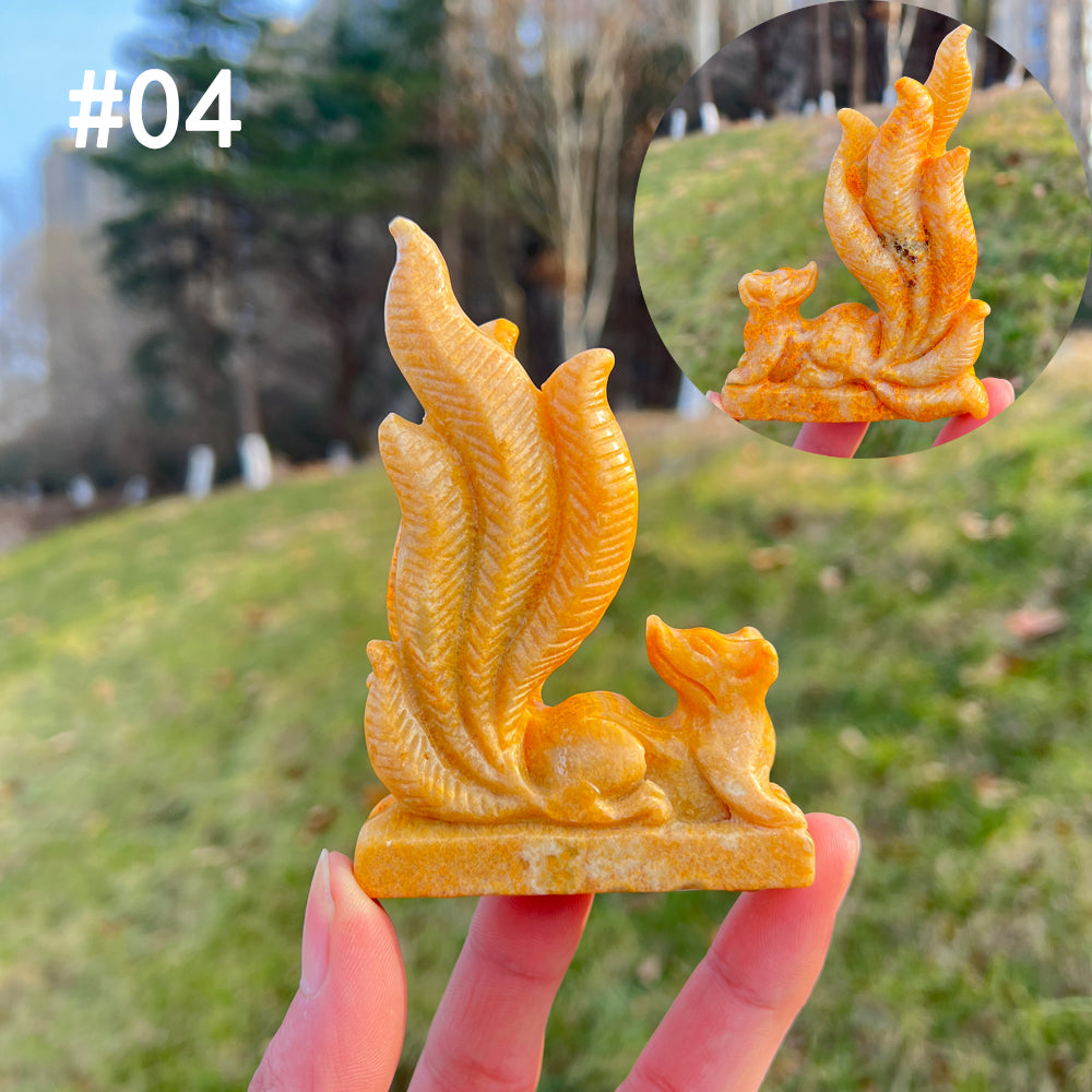 Unique,Natural Crystal Carving Nine-Tailed Fox