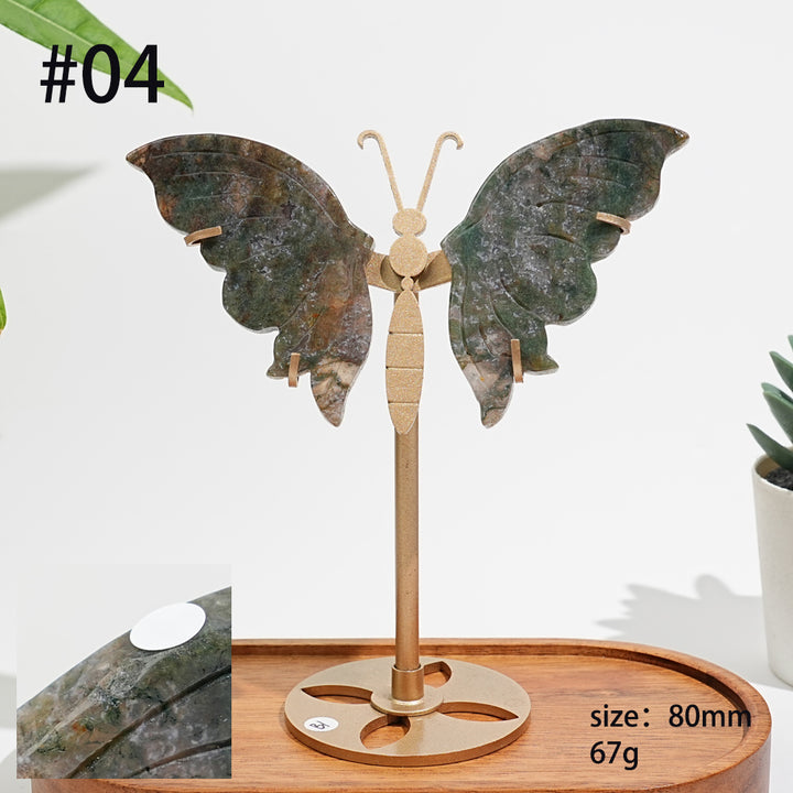 Unique,A Slightly Imperfect Natural Moss Agate Butterfly Wing Display