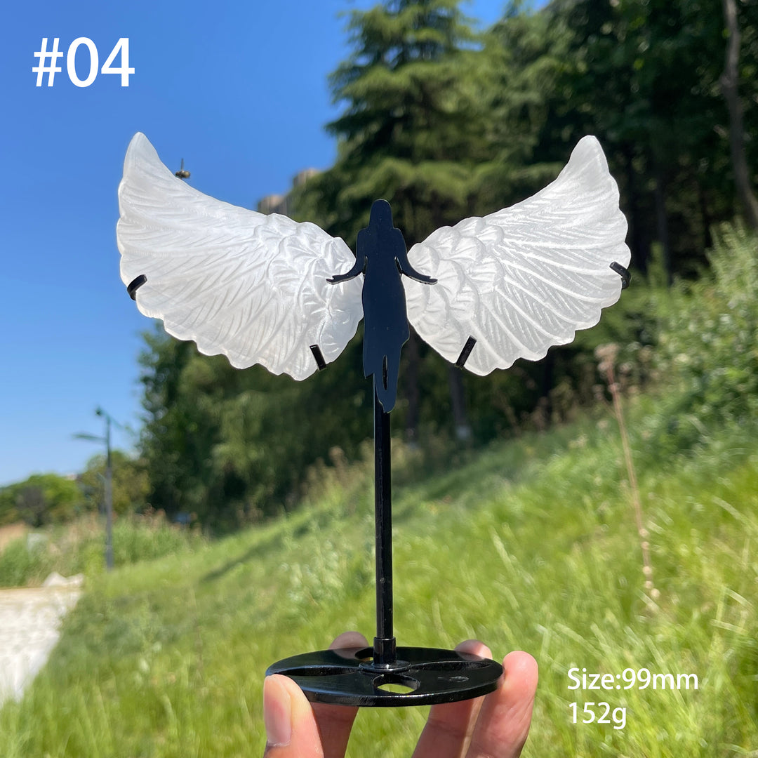Unique,A Slightly Imperfect Natural Crystal Selenite Angel Wings Carving