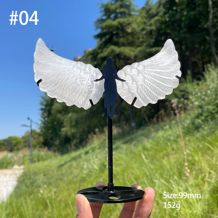 Unique,A Slightly Imperfect Natural Crystal Selenite Angel Wings Carving