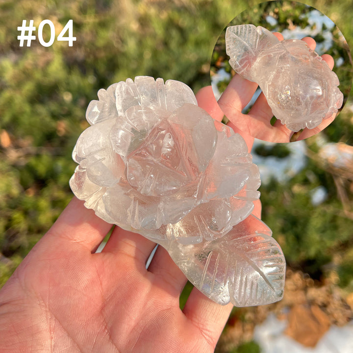 Unique,Natural Crystal Carving Peony Flower