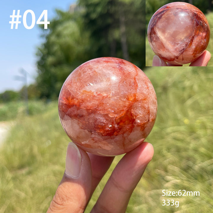 Unique,Natural Warm Fire Quartz Crystal Sphere