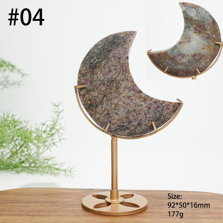 Unique,Natural Crystal Garnet Moon Carving