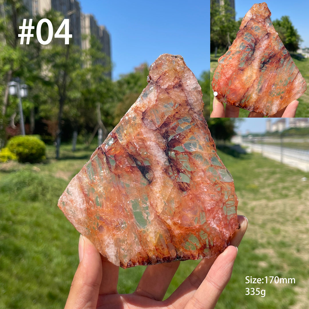 Unique,A Slightly Imperfect Natural Crystal Fire Quartz Slice