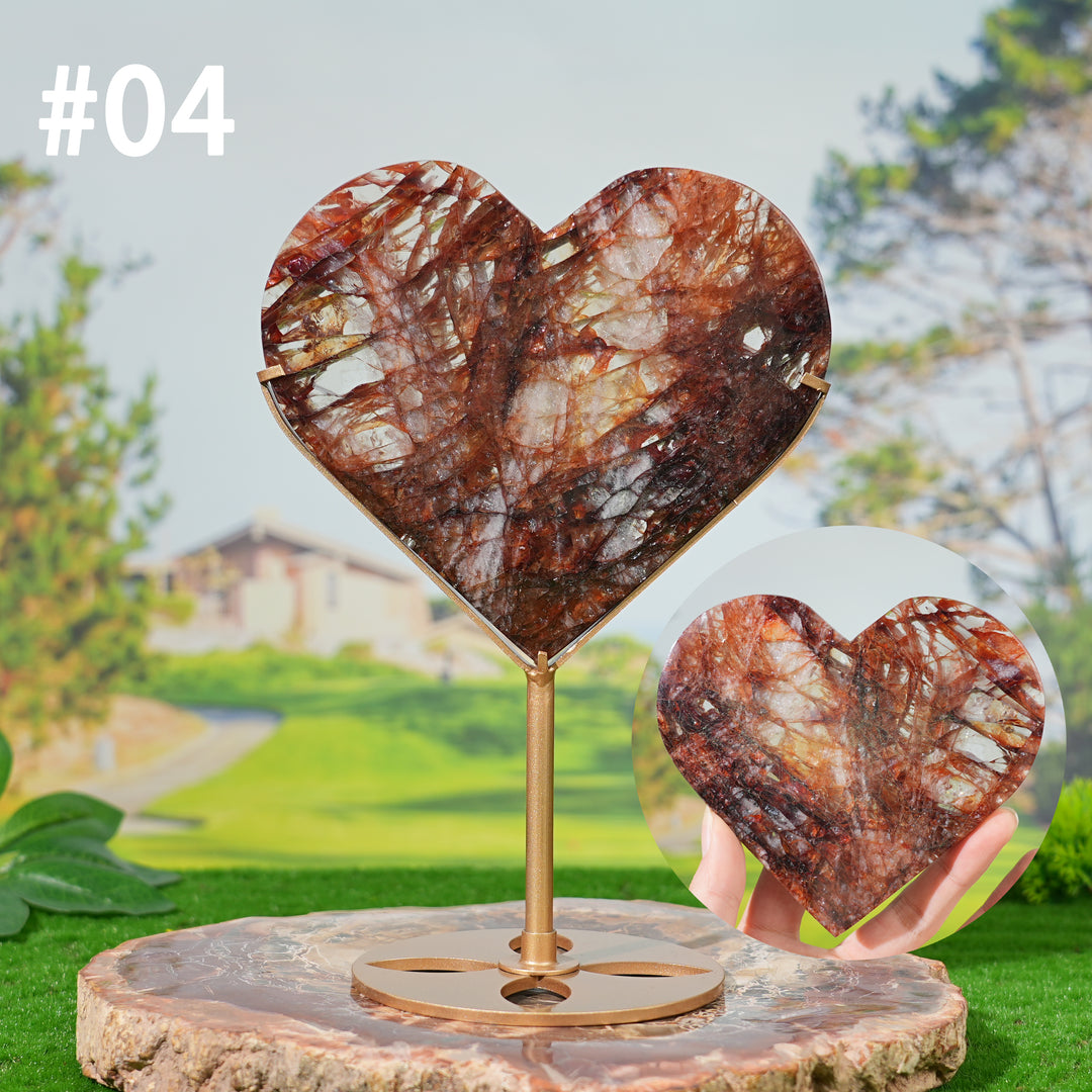 Unique, Natural Fire Quartz Heart