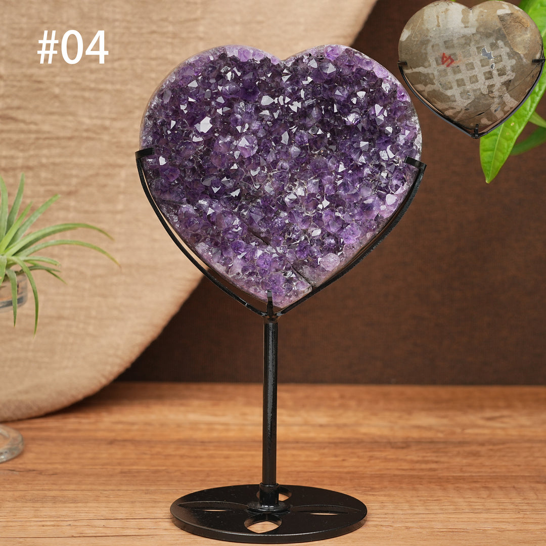 Unique, Natural Amethyst Cluster Heart Ornament