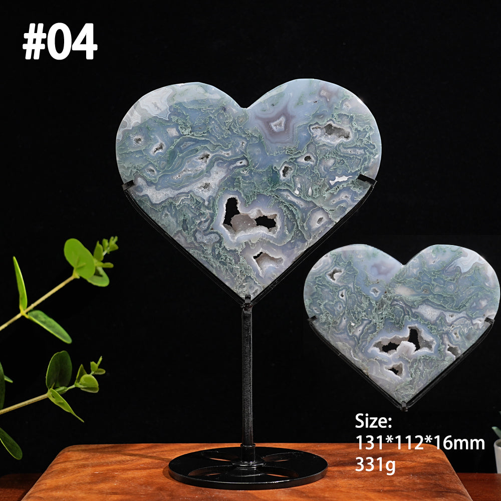 Imperfect,Unique Natural Crystal Moss Agate Heart