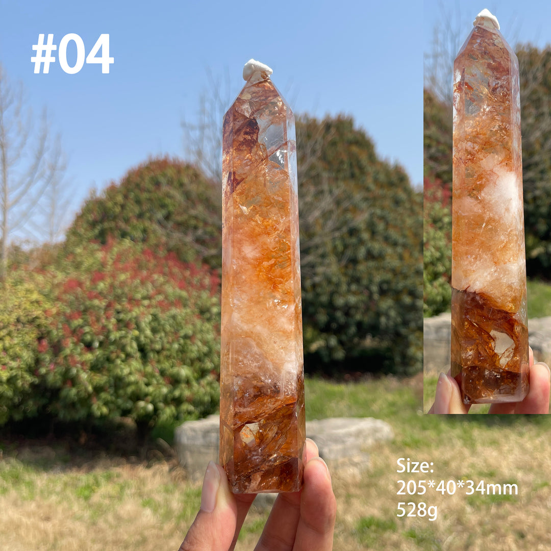 Unique,Natural Fire Quartz Crystal Point