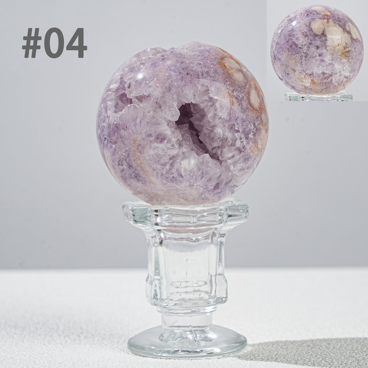 Natural Amethyst  Flower Agate Sphere