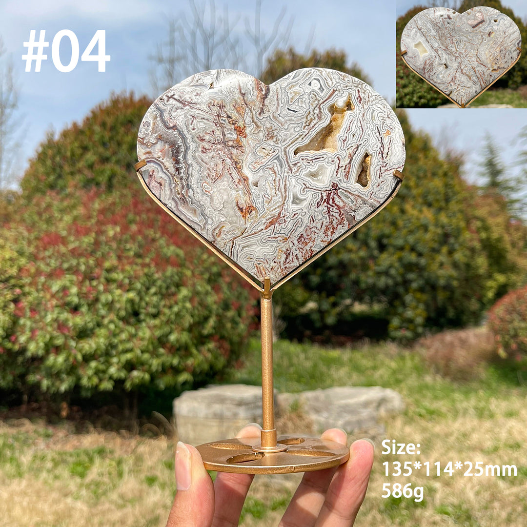 Unique,A Slightly Imperfect Natural Crystal Mexican Agate Heart