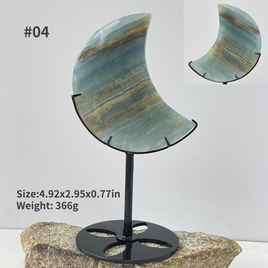 Unique, Natural Lemurian Aquatine Calcite Moon