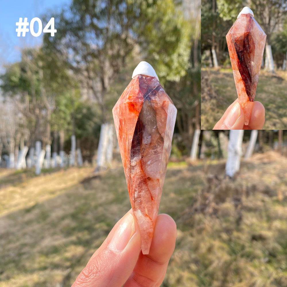 Unique,Natural Crystal Fire Quartz Wand