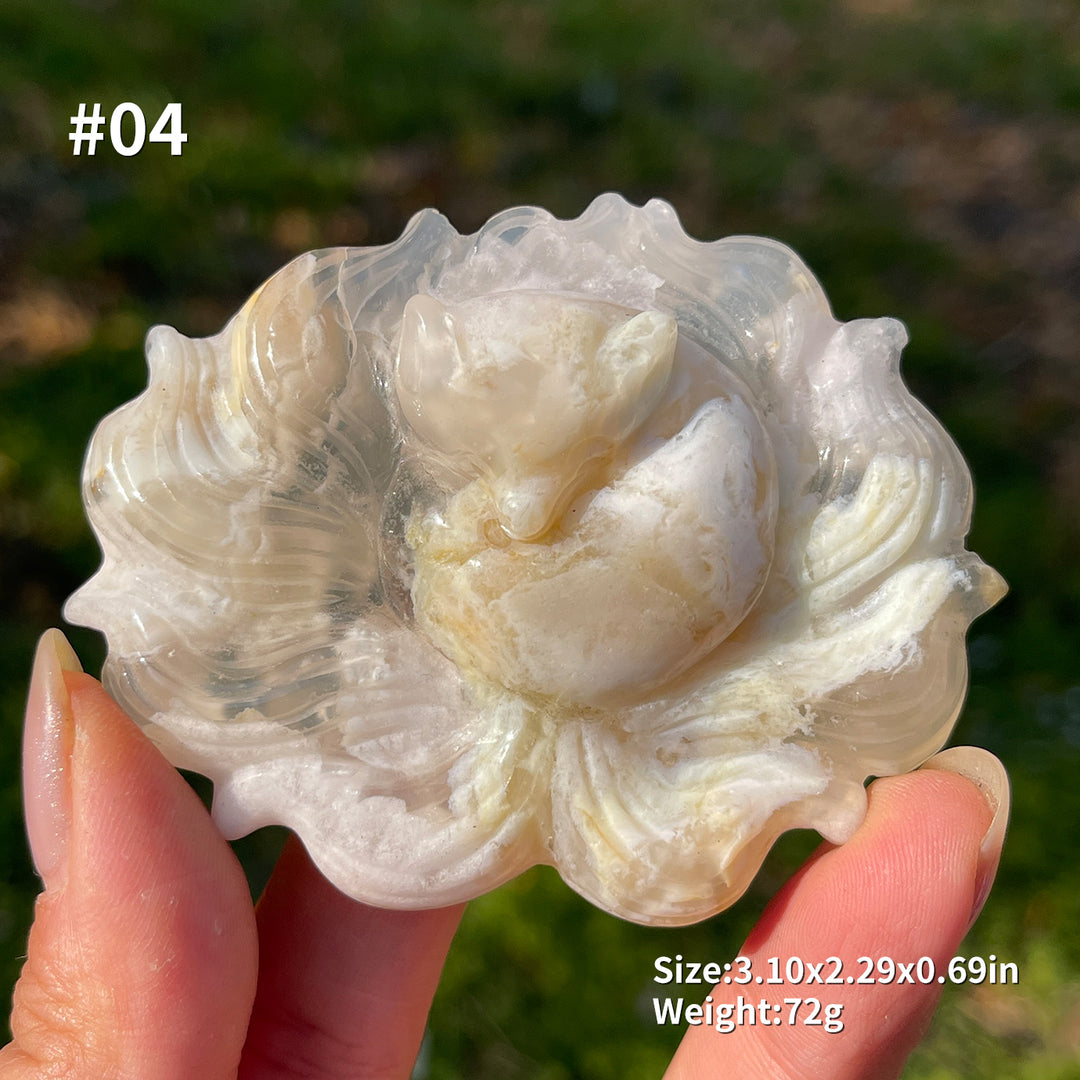 Unique,Natural Crystal Flower Agate Nine-Tailed Fox