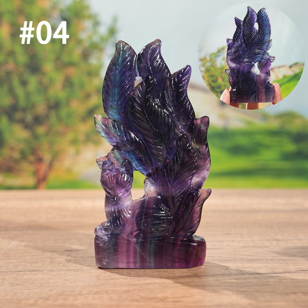 Unique, Natural Carving Fluorite Dragon And Fox