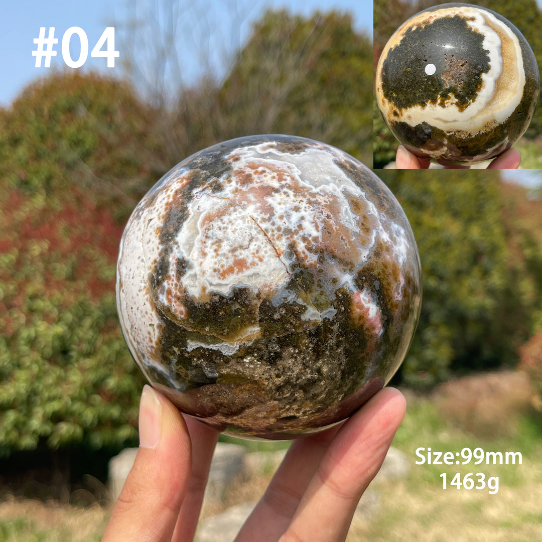 Unique,A Slightly Imperfect Crystal Natural Ocean Jasper Sphere