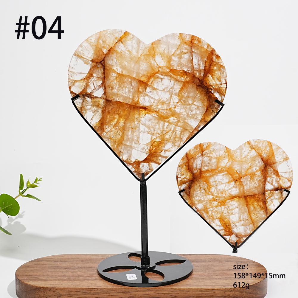 Unique,Natural Crystal Warm Golden Healer Heart
