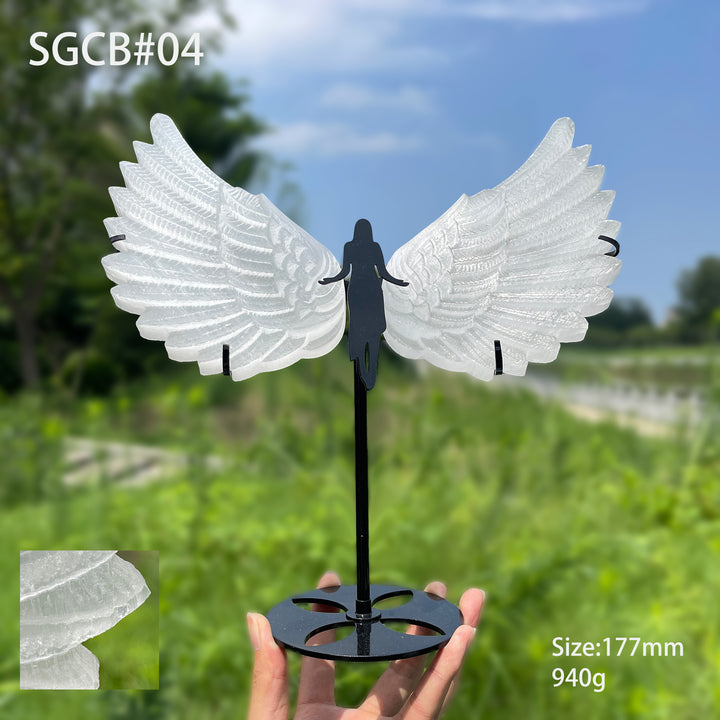 Unique,A Slightly Imperfect Natural Crystal Selenite Wings Carving