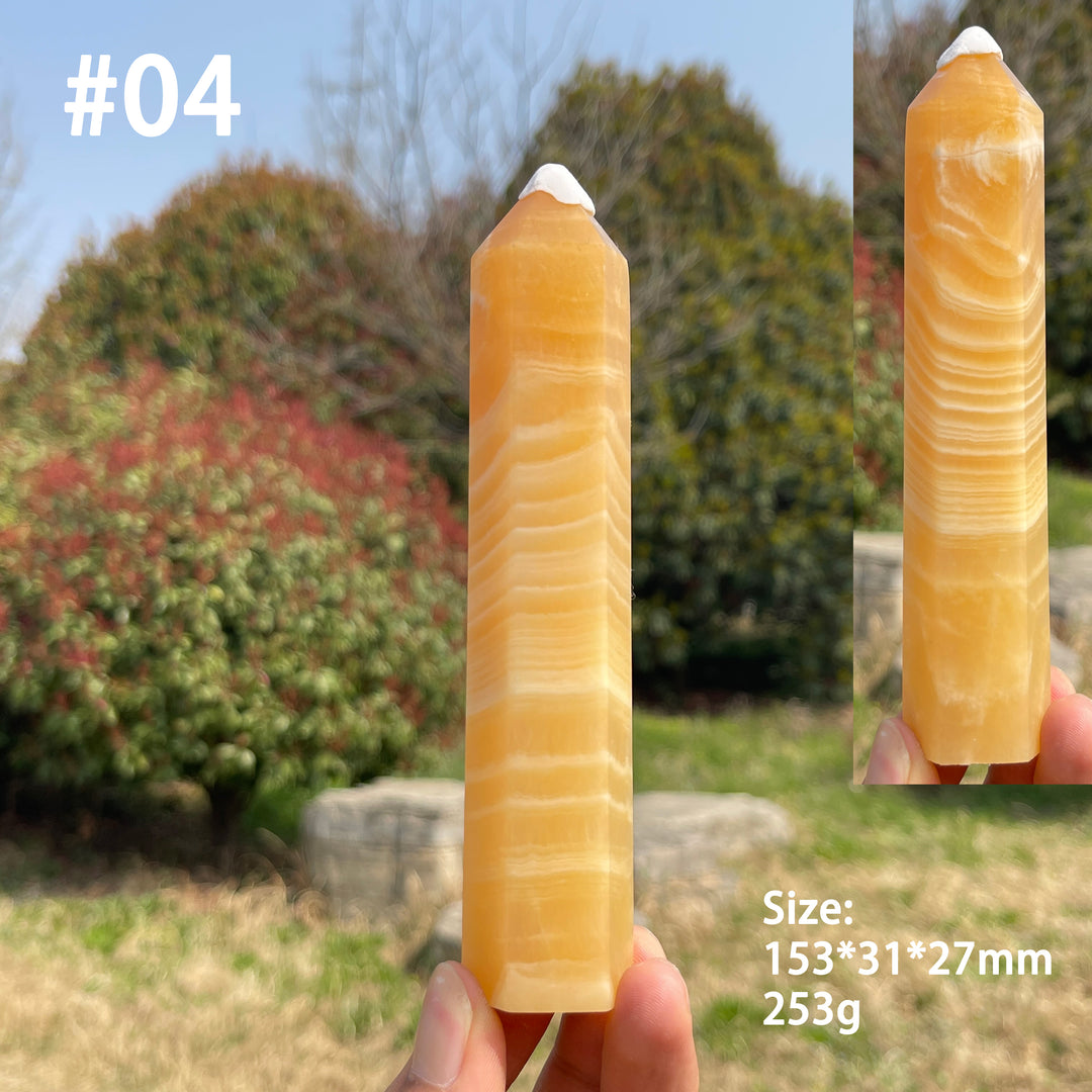 Unique,Natural Crystal Yellow Calcite Point
