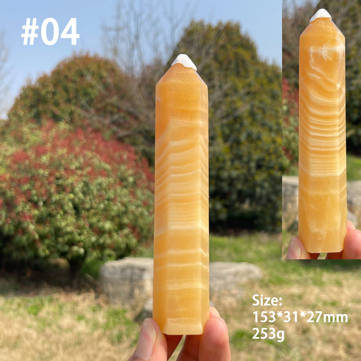 Unique,Natural Crystal Yellow Calcite Point