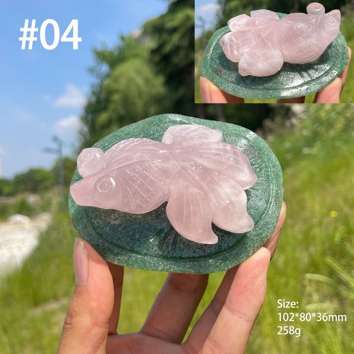 Unique,Natural Crystal Animal On Lotus Leaf Carving
