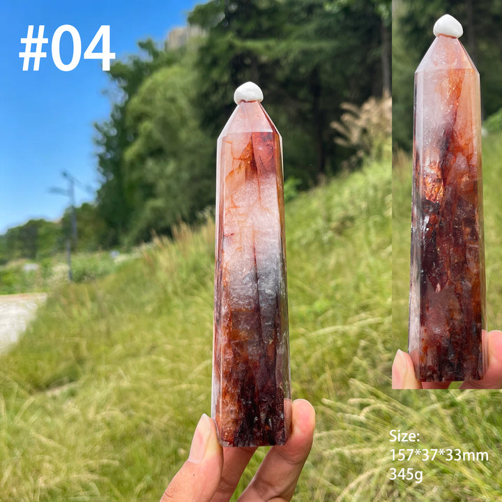 Unique,Natural Warm Fire Quartz Crystal Point