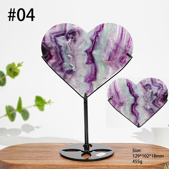 Unique,Natural Fluorite Heart With Stand