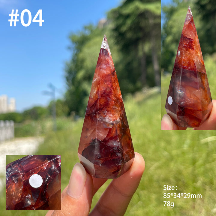 Unique,A Slightly Imperfect Natural Fire Quartz Diamond Tower
