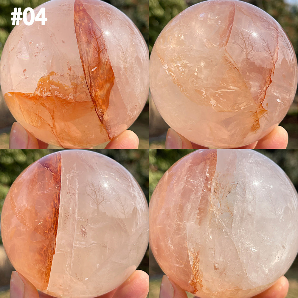 Unique,Natural Crystal Fire Quartz Sphere