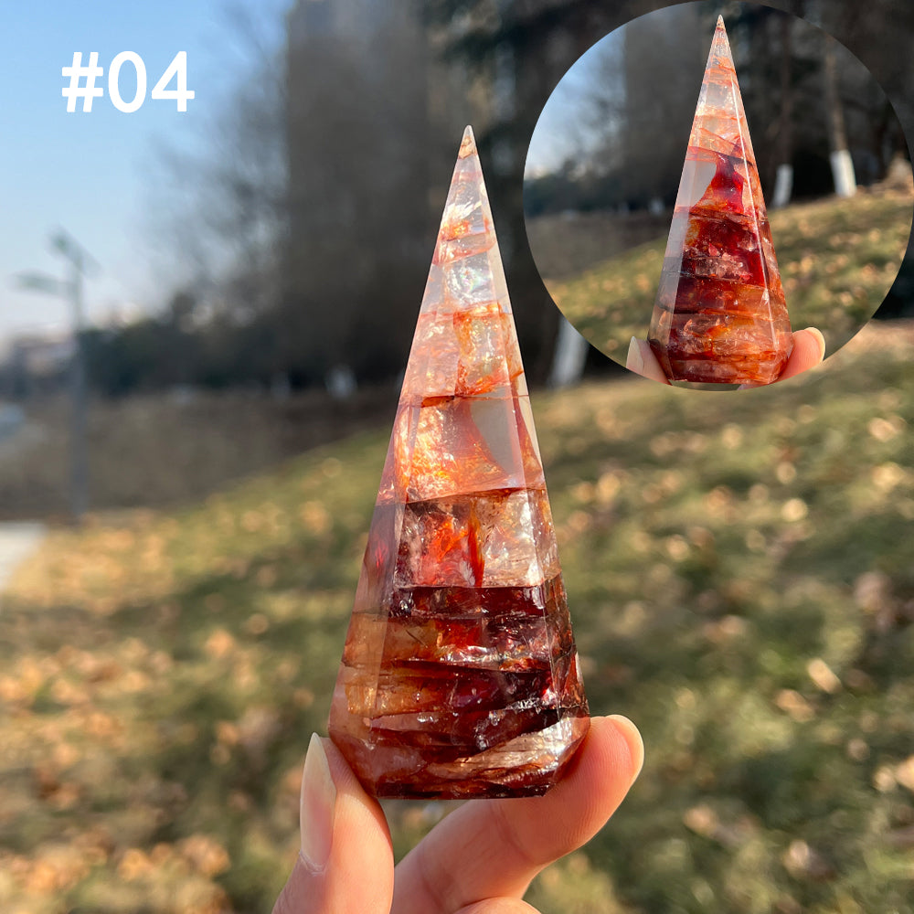 Unique,Natural Crystal Fire Quartz Diamond Tower