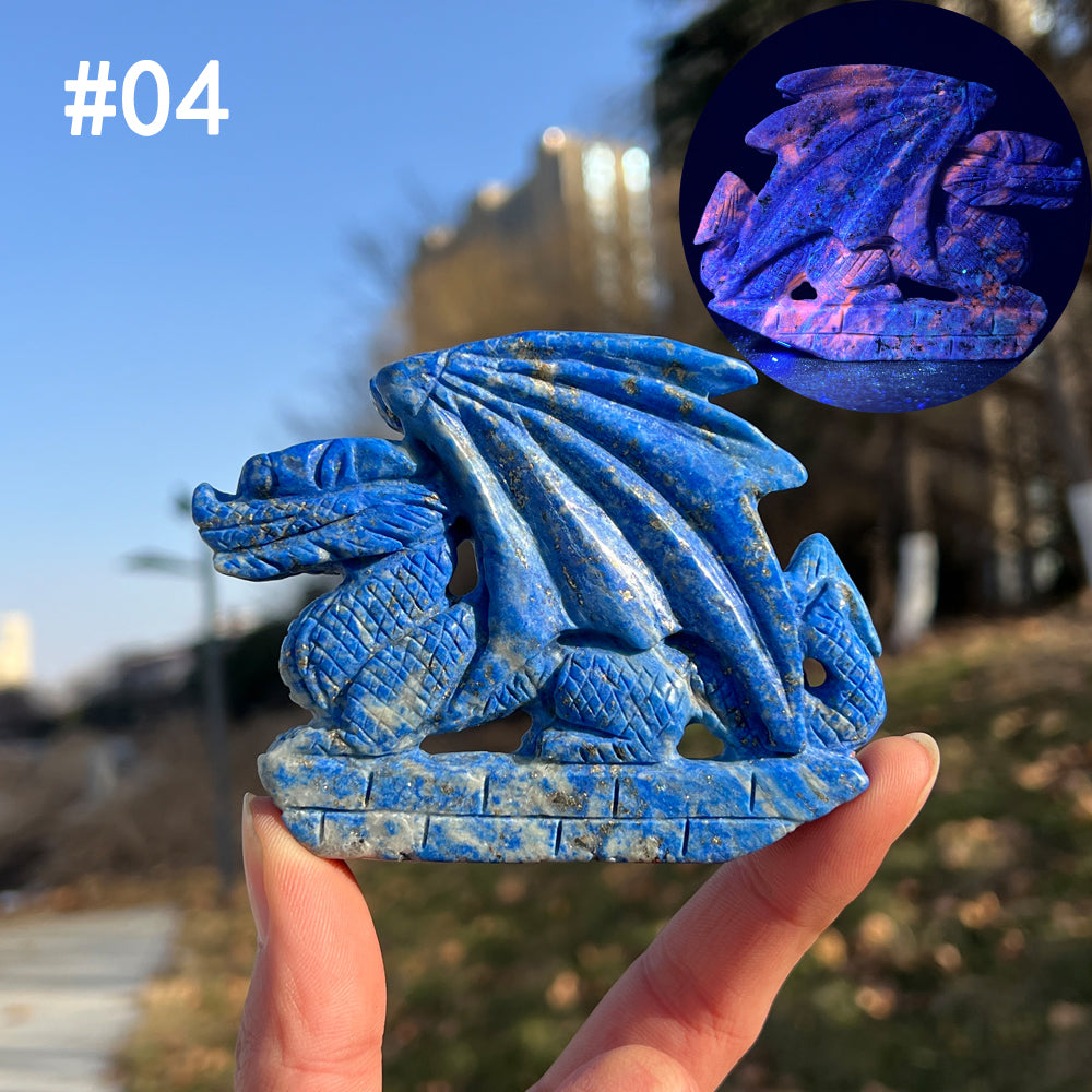 Unique,Natural Crystal Carving Lapis Lazuli Dragon