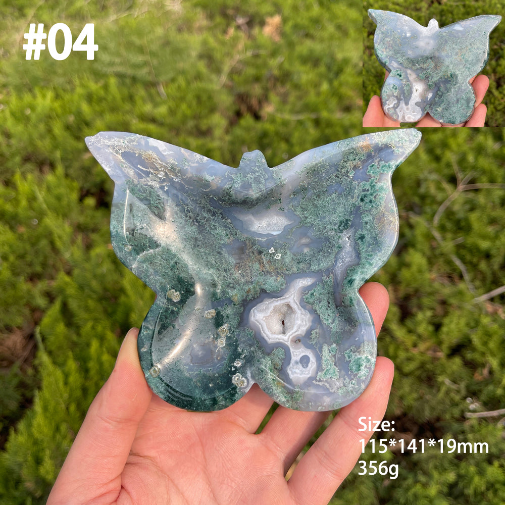 Unique,Natural Crystal Moss Agate Bowl