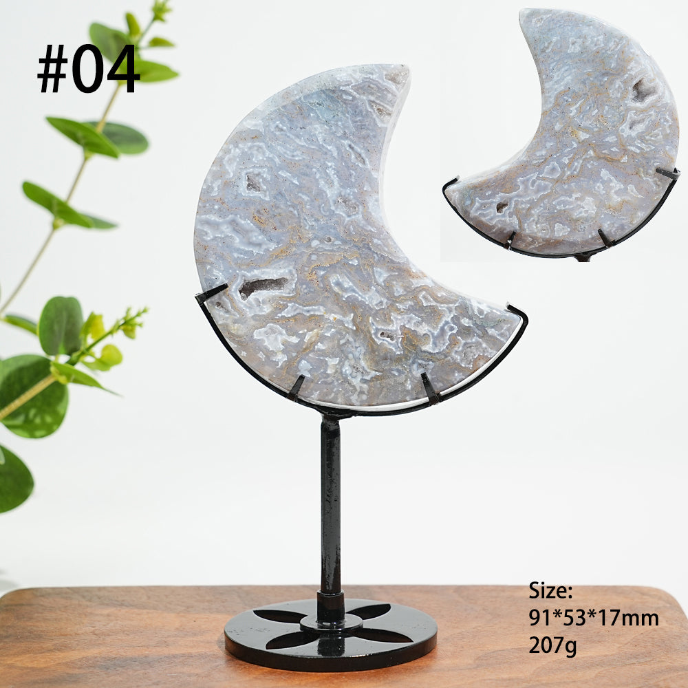 Unique,A Slightly Imperfect Natural Ocean Jasper Moon Carving