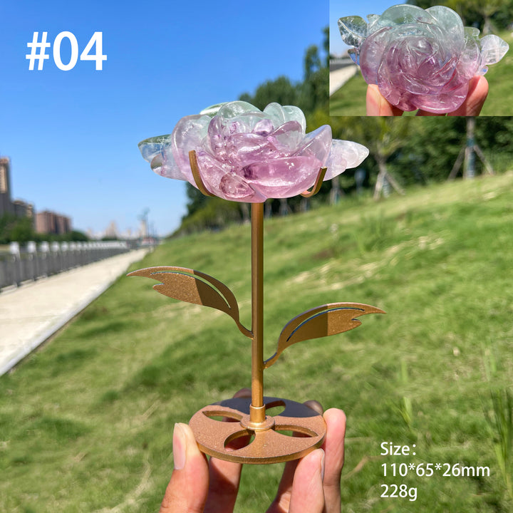 Unique,Natural Fluorite Rose Carving