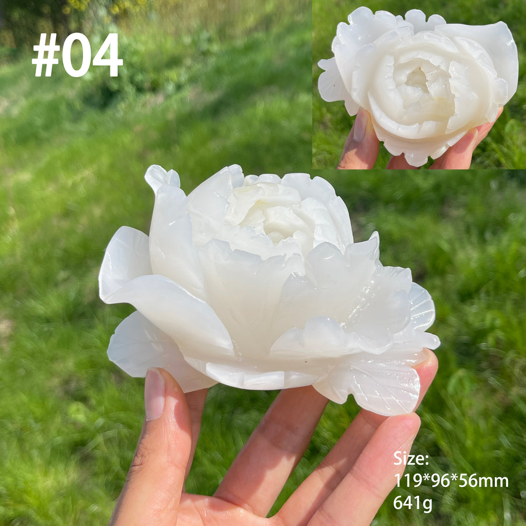 Unique,Natural Crystal Afghanistan Jade Peony Carving