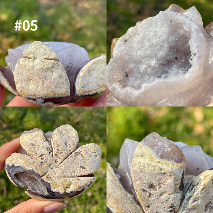Unique,Natural Crystal Agate Geode Lotus