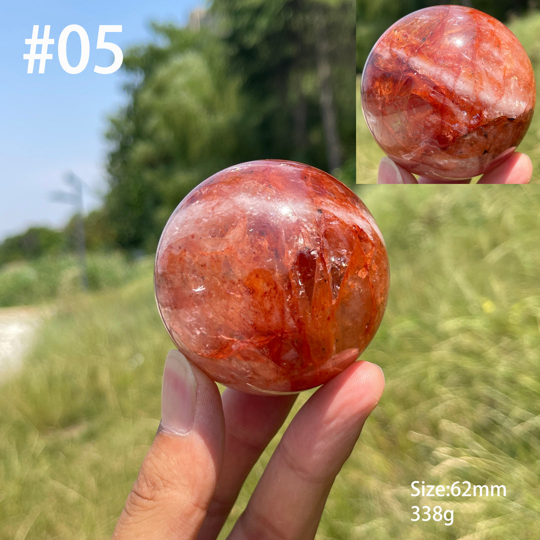 Unique,Natural Warm Fire Quartz Crystal Sphere