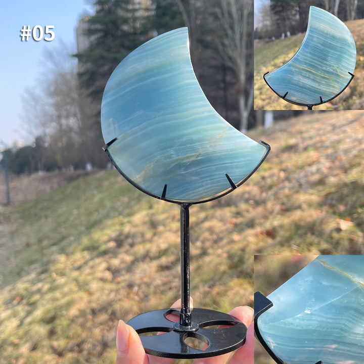 Unique,Natural Lemurian Aquatine Calcite Moon