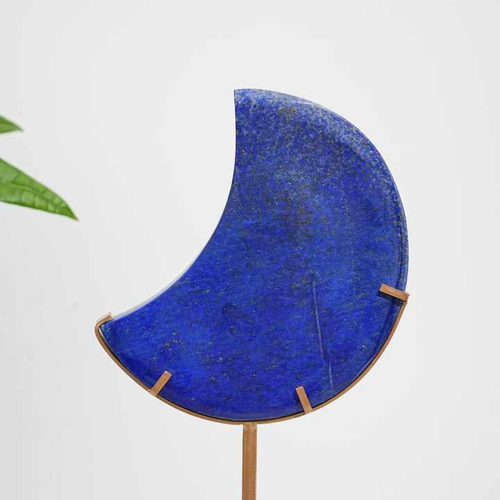 Unique,Natural Crystal Lapis Lazuli Moon With Stand