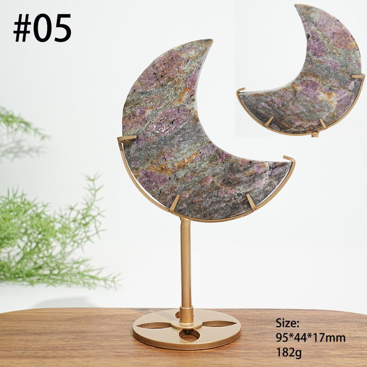 Unique,Natural Crystal Garnet Moon Carving