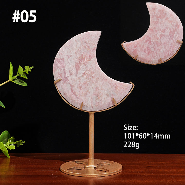 Unique,Natural Crystal Pink Opal Moon