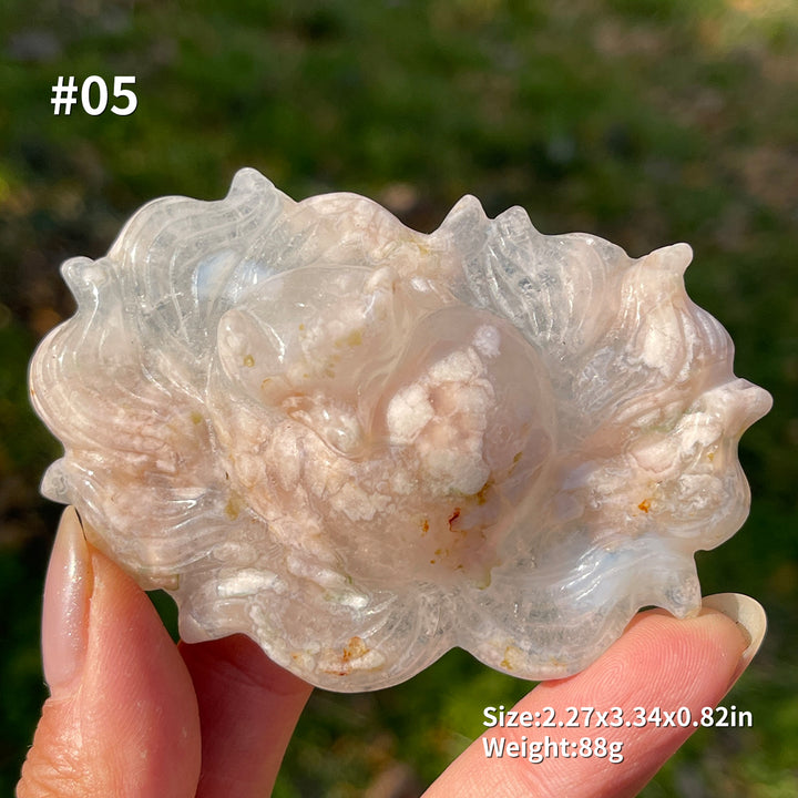 Unique,Natural Crystal Flower Agate Nine-Tailed Fox