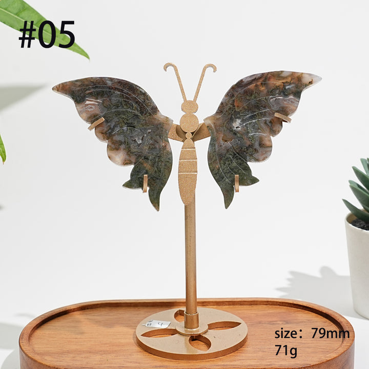 Unique,A Slightly Imperfect Natural Moss Agate Butterfly Wing Display