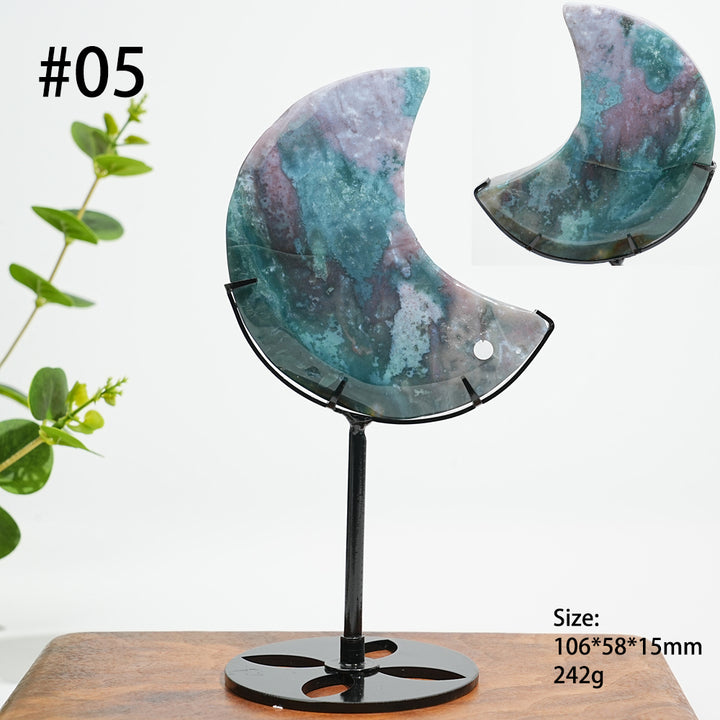 Unique,A Slightly Imperfect Natural Ocean Jasper Moon Carving