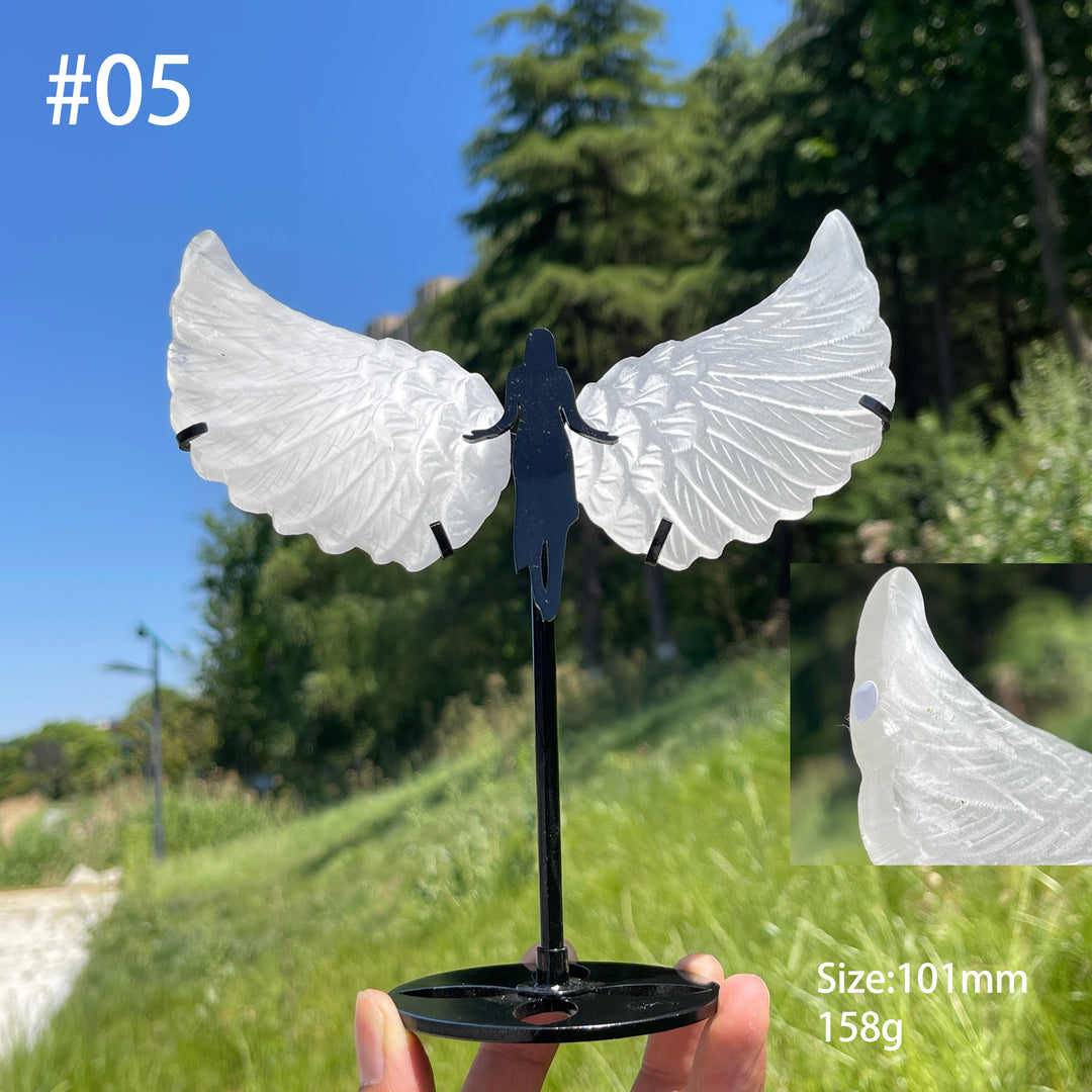 Unique,A Slightly Imperfect Natural Crystal Selenite Angel Wings Carving