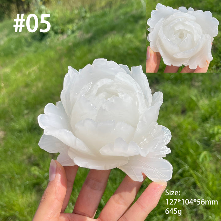 Unique,Natural Crystal Afghanistan Jade Peony Carving
