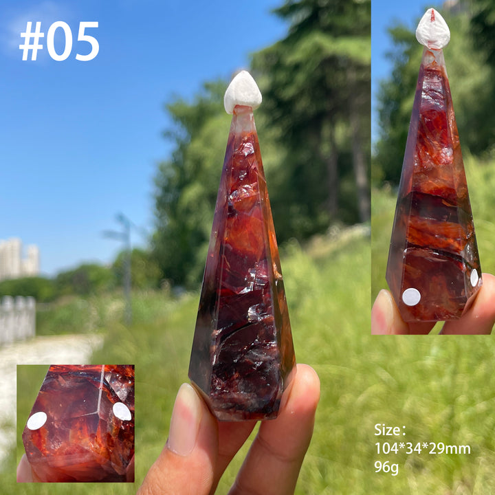 Unique,A Slightly Imperfect Natural Fire Quartz Diamond Tower