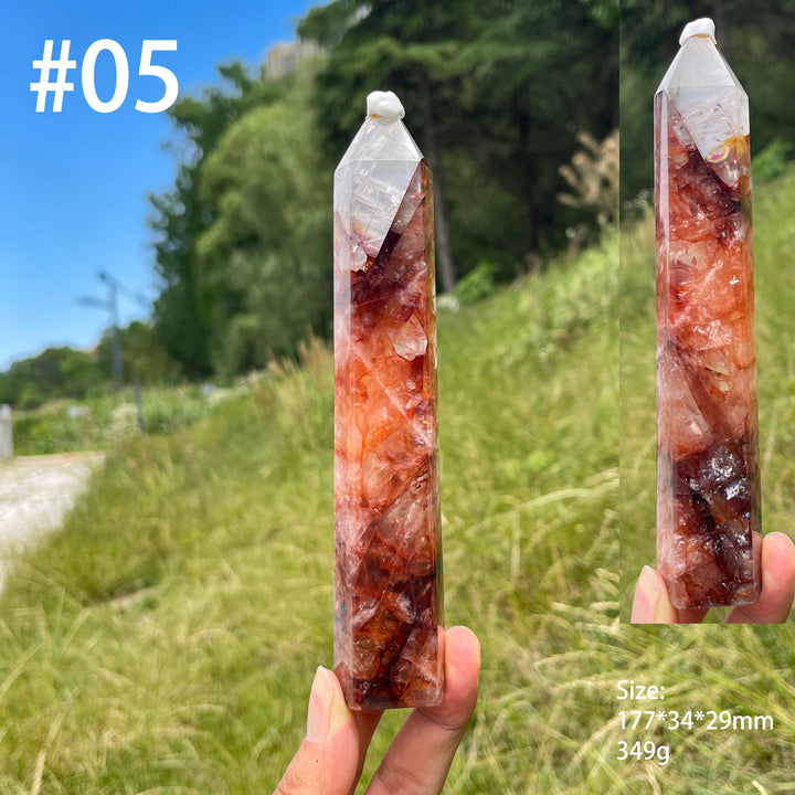 Unique,Natural Warm Fire Quartz Crystal Point